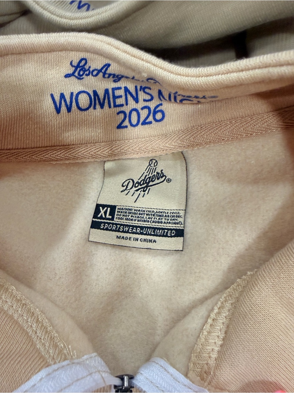 Los Angeles UCLA Dodgers Half-Zip Pullover Sweatshirt - Tan/White - Picture 6 of 8